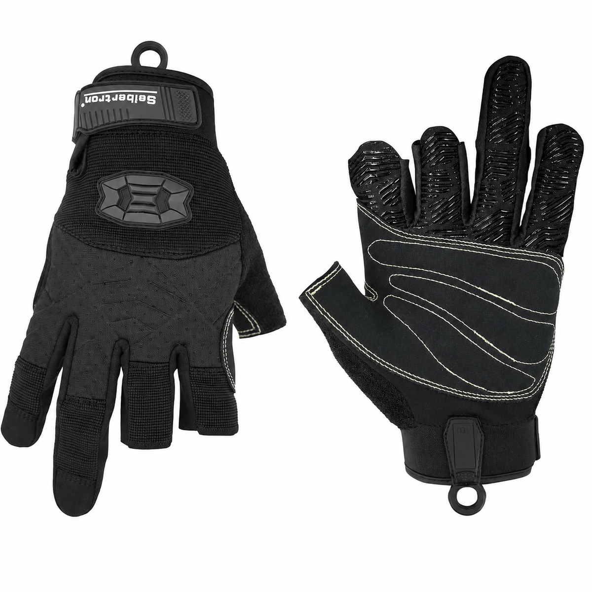 Seibertron Half Finger Padded Palm Lightweight Breathable Climbing Rope Gloves for Climbers, Rock Climbing, Rescue, Adventure, Sailing, Kayaking, Outdoor Sports Three Finger - supplier media 1