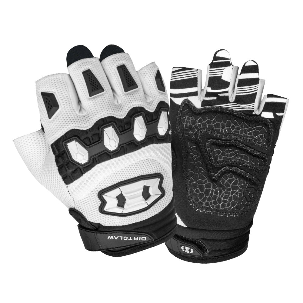 color:White | Seibertron Dirtclaw fingerless motocross gloves white background main image