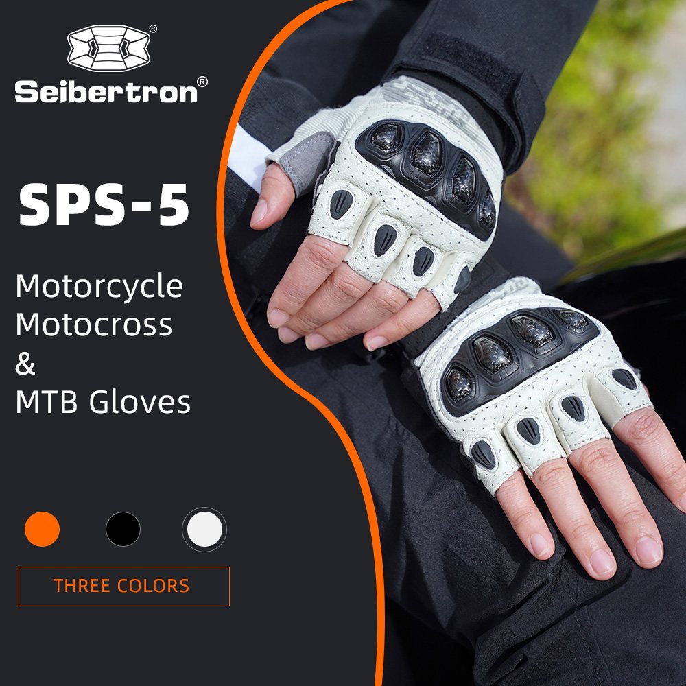 color:White | Seibertron SPS-5 half finger motorcycle gloves image 01