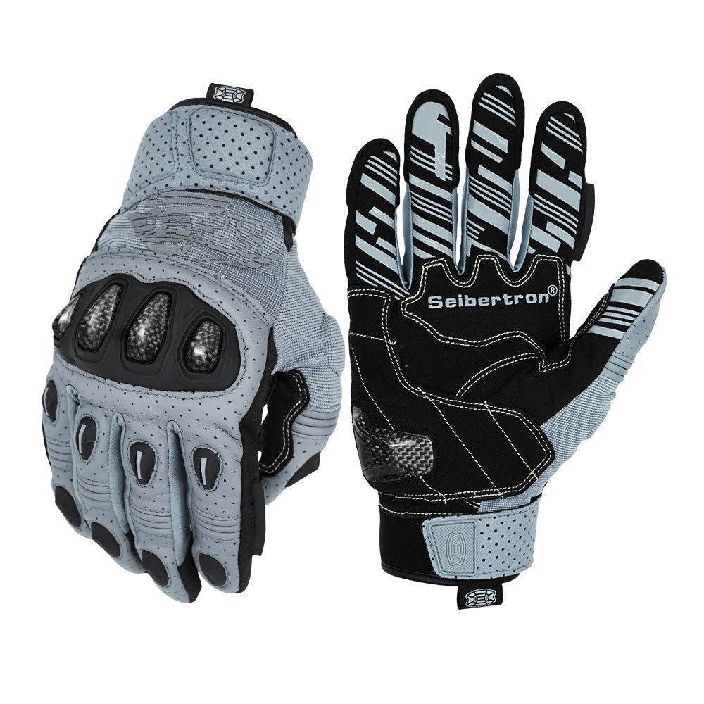 color:Gray | Seibertron SPS-2 Plus motorcycle gloves white background main image