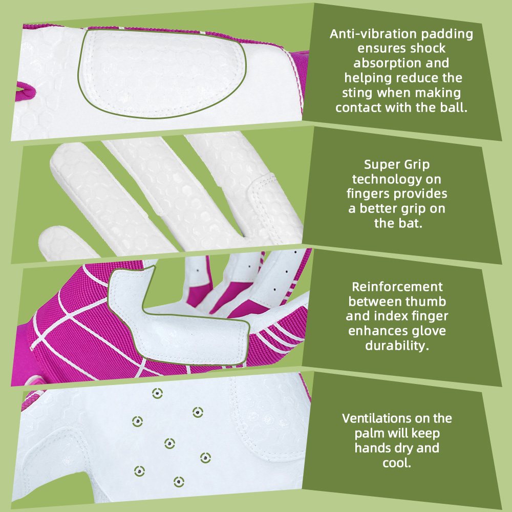 color:Pink | Seibertron B-A-R PRO 2.0 baseball and softball batting gloves image 03