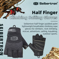 color:Black | Seibertron Half Finger Climbing Sailing Gloves half finger padded palm climbing rope gloves image 01