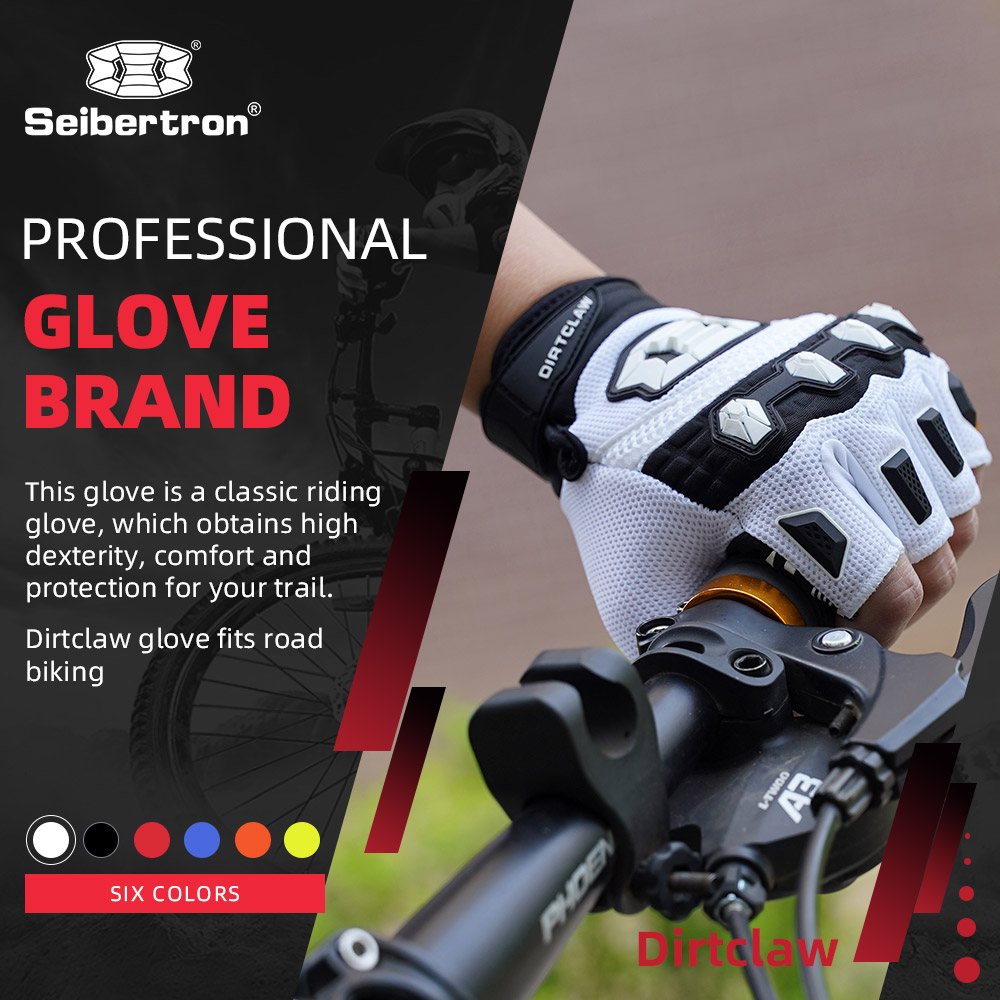 color:White | Seibertron Dirtclaw fingerless motocross and off-road riding gloves image 01