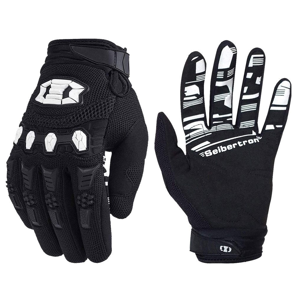 color:Black | Seibertron Dirtpaw full finger motocross and off-road riding gloves image 01