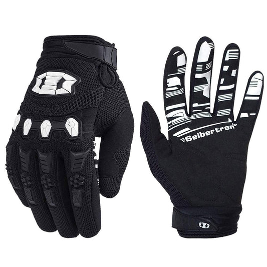 color:Black | Seibertron Dirtpaw full finger motocross and off-road riding gloves image 01