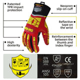 color:all | Seibertron HIGH-VIS HRC5 cut resistant rigger work gloves for oil and gas safety image 02