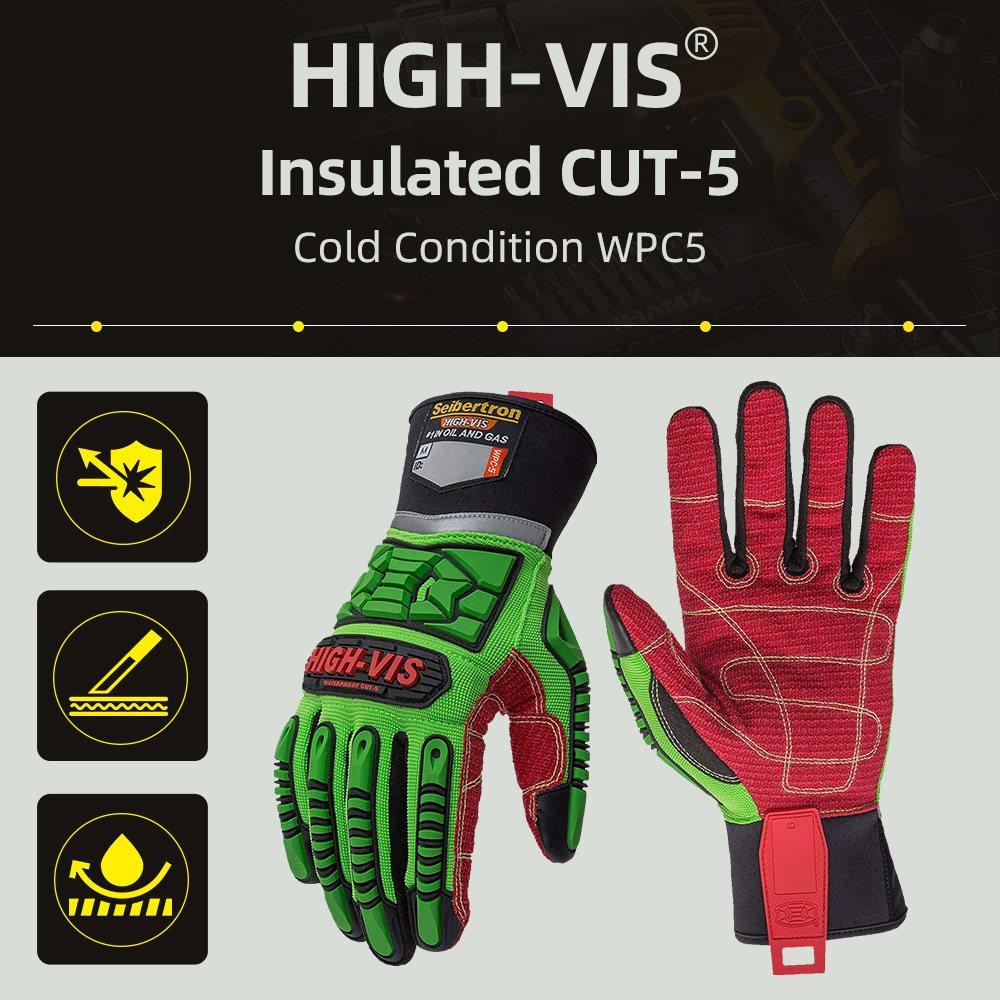 color:all | Seibertron HIGH-VIS WPC5 cut resistant cold weather waterproof impact safety gloves image 01