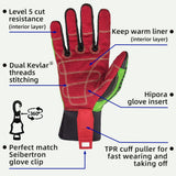color:all | Seibertron HIGH-VIS WPC5 cut resistant cold weather waterproof impact safety gloves image 03
