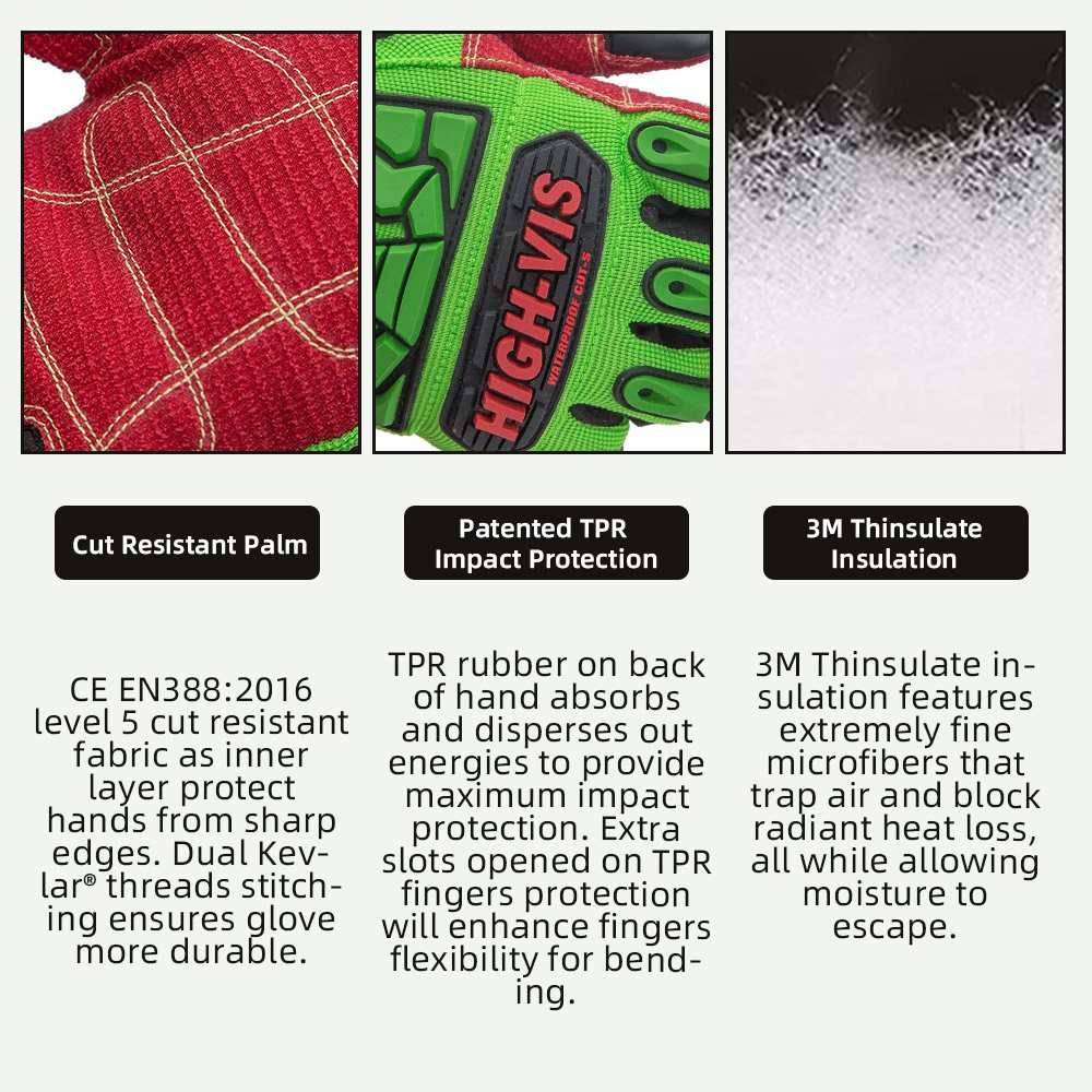 color:all | Seibertron HIGH-VIS WPC5 cut resistant cold weather waterproof impact safety gloves image 05