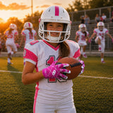 seibertron-gallery:pro3-adult-youth-zodiac-20260716 | product:8668804808894 | color:Pink | group:Youth | slot:3 | Seibertron PRO 3.0 youth football receiver gloves pink zodiac gallery 3