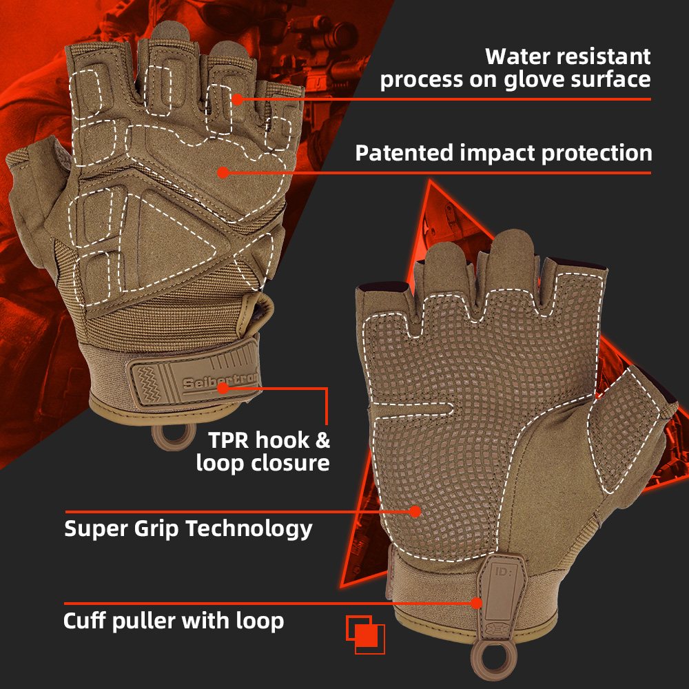 color:Coyote | Seibertron S.O.L.A.G 2.0 Half Finger Gloves half finger outdoor tactical gloves image 15