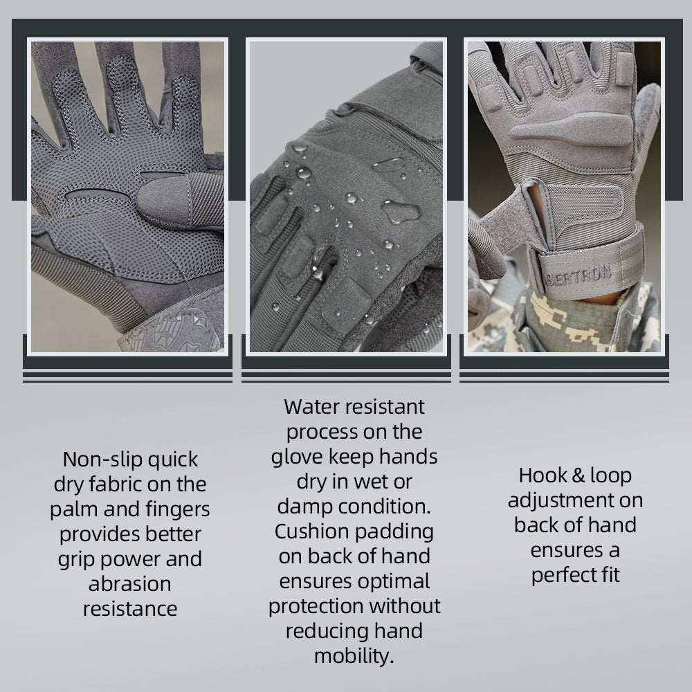 color:Grey | Seibertron S.O.L.A.G Tactical Full Finger Gloves water resistant touchscreen tactical full finger gloves image 08