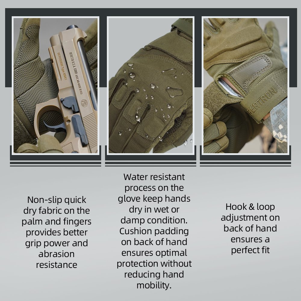 color:Army Green | Seibertron S.O.L.A.G Tactical Full Finger Gloves water resistant touchscreen tactical full finger gloves image 12