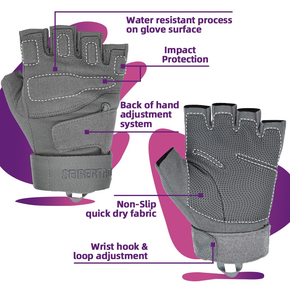 color:Grey | Seibertron S.O.L.A.G Half Finger half finger tactical gloves image 07