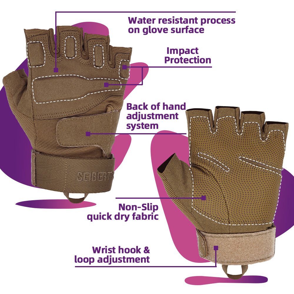 color:Coyote | Seibertron S.O.L.A.G Half Finger half finger tactical gloves image 15