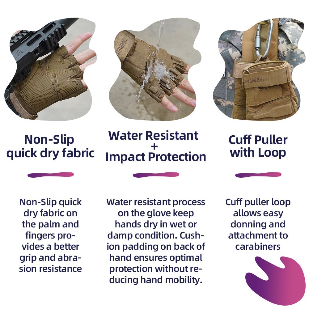 color:Coyote | Seibertron S.O.L.A.G Half Finger half finger tactical gloves image 16