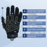 color:Black | Seibertron SPS-1 full finger touchscreen motorcycle gloves image 02