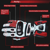 color:Red | Seibertron SPS-6 leather racing gloves with carbon fiber protection image 17