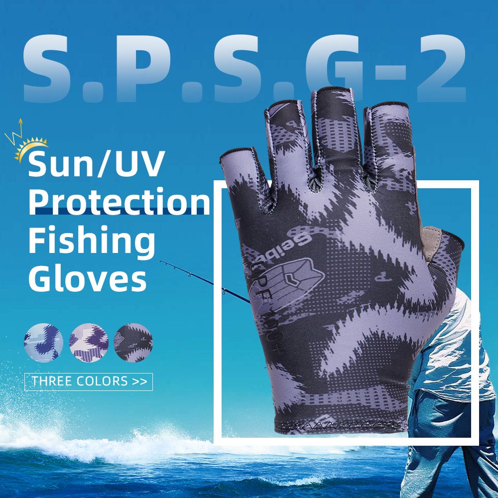 color:Black | Seibertron S.P.S.G-2 UPF100 sun protection fishing gloves image 01