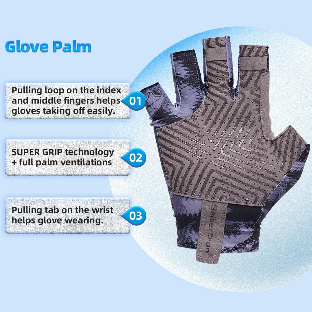 color:Black | Seibertron S.P.S.G-2 UPF100 sun protection fishing gloves image 03