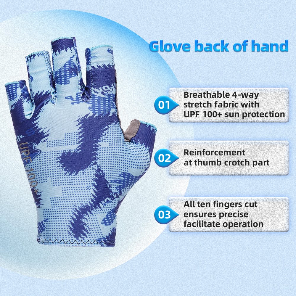 color:Blue | Seibertron S.P.S.G-2 UPF100 sun protection fishing gloves image 10