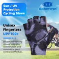 color:Black | Seibertron S.P.S.G-3 UPF100 sun protection fingerless cycling gloves image 01